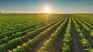 crop protection products nourish rows of green vegetation spanning a field